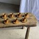 Set of 10 cups and 7 saucers ochre stoneware H7