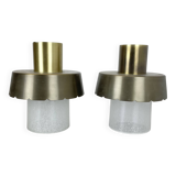 Set of two minimalist Brass and glass "tube" Ceiling Light, Italy 1970s