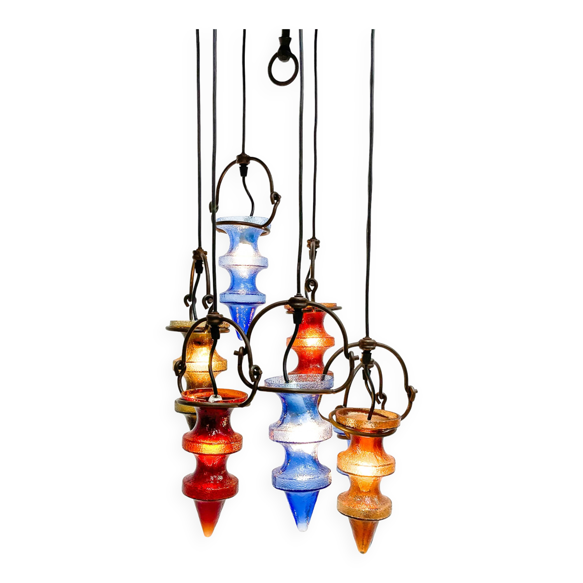 Colorful glass chandelier by Nanny Still for Massive