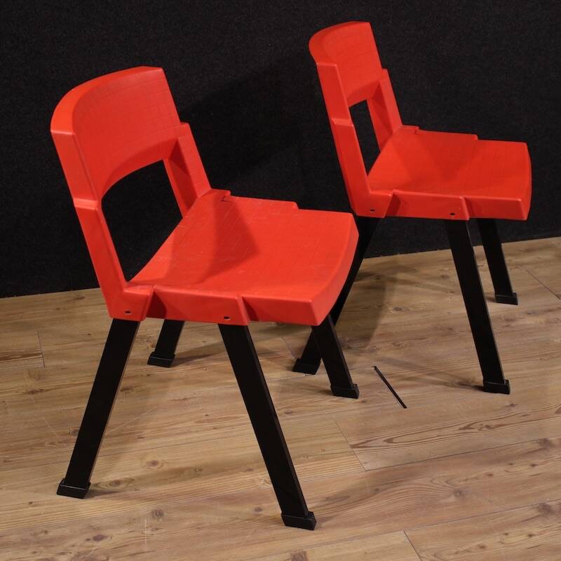 Paire de chaises rouges City par Lucci & Orlandini pour Lamm