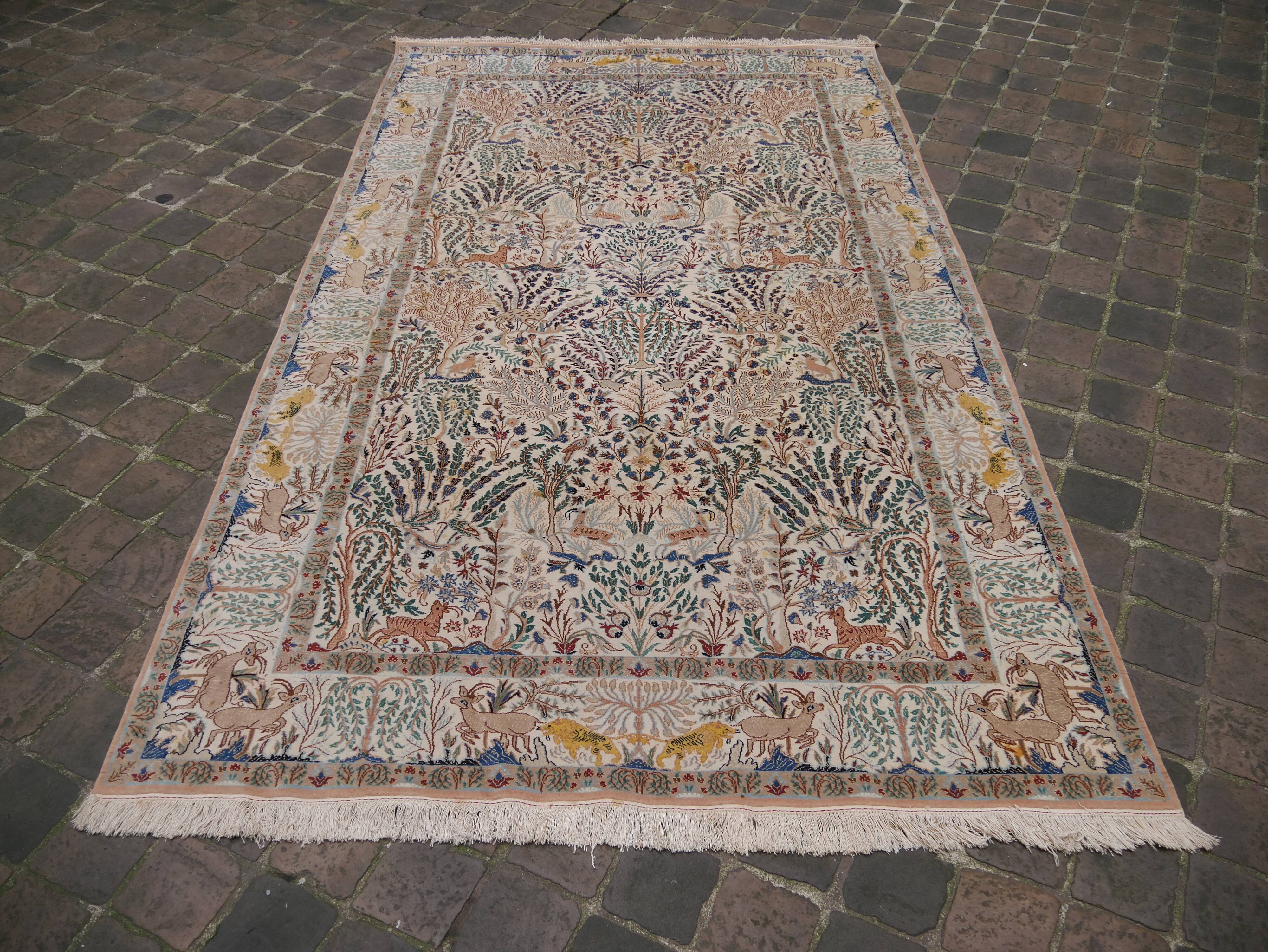 Tapis d'orient persan fait main vintage nain 160x272cm