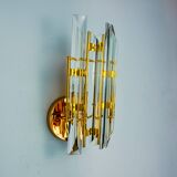 VENINI WALL LIGHT, TRIEDRI GLASS, MURANO, ITALY 1970
