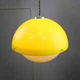 Lampe à Suspension Space-Age en Plexiglas Jaune, années 70