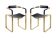 Pair of Wanderlust armchairs with navy blue backrest and brass.