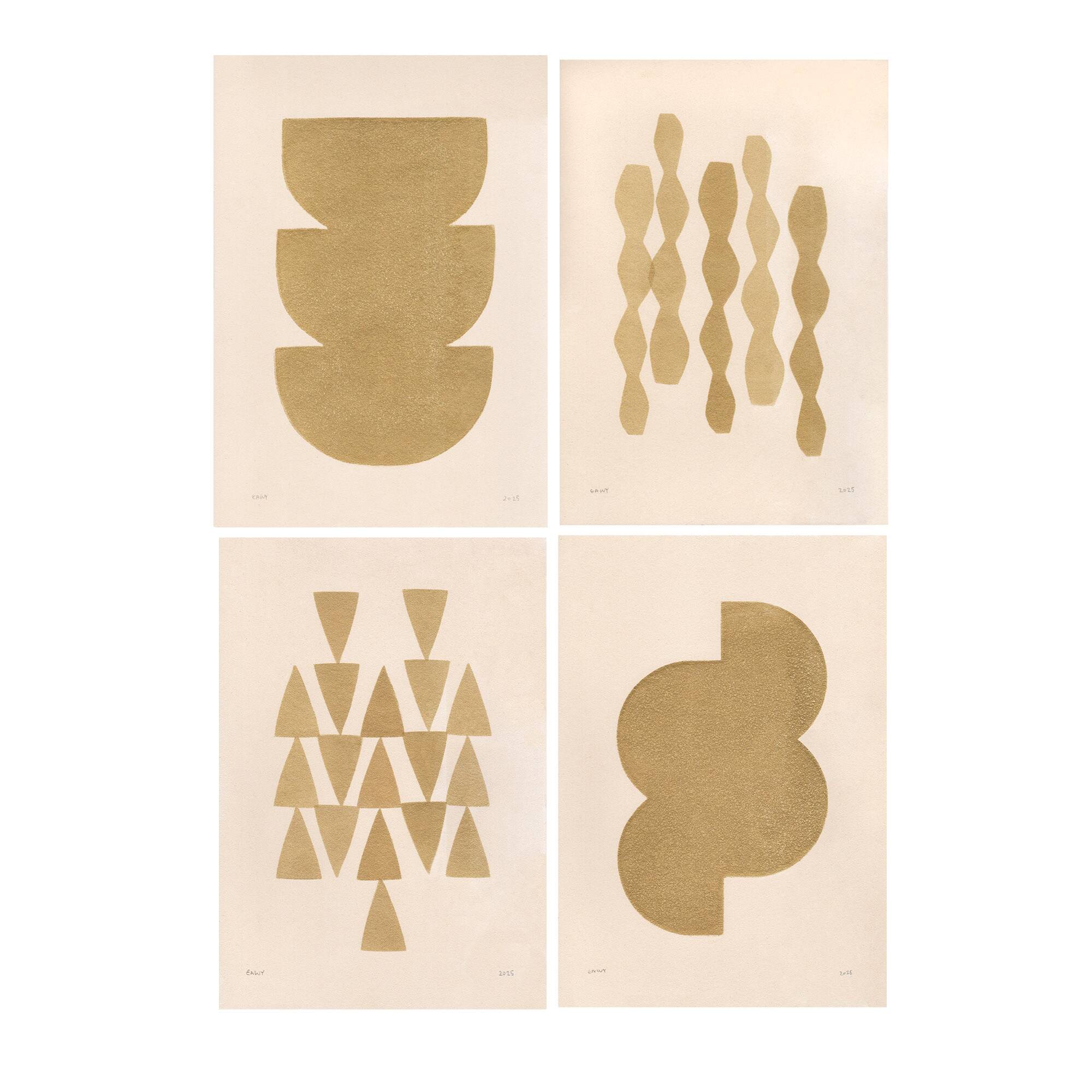 Collection of 4 abstract paintings on paper signed Eawy