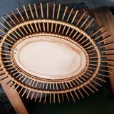 Oval rattan sun mirror 1960 50x63cm