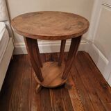 Guéridon, table d’appoint ronde Art Déco en bois