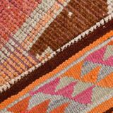 Soft Orange & Pink Star Pattern Handmade Wool Runner Rug, 99x338 Cm