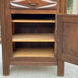 Art Deco chest of drawers in solid wood, dark satin oak finish, 1 door