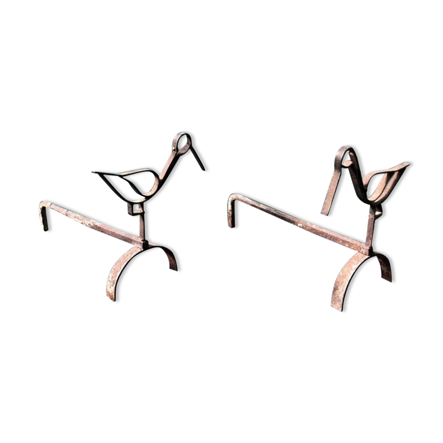 Pair of chenets "The birds"