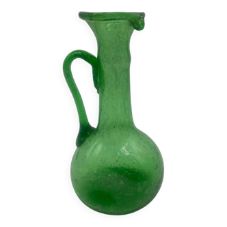 Flacon porte-fleurs artistique - verre pulegoso de Murano - couleur verte