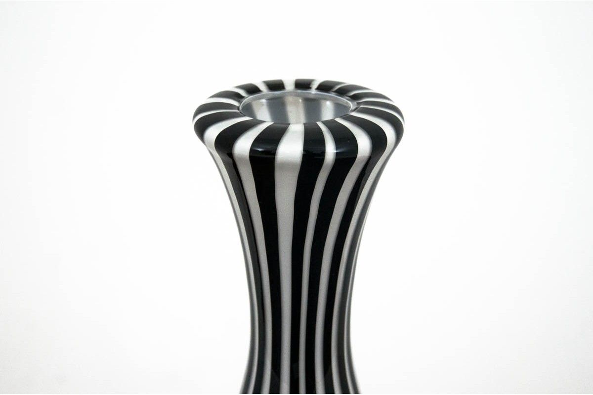 Black and white zebra vase, Leonardo, Italy, 1980s