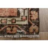 Vintage Turkish hallway rug handmade in orange-brown wool 93x291.