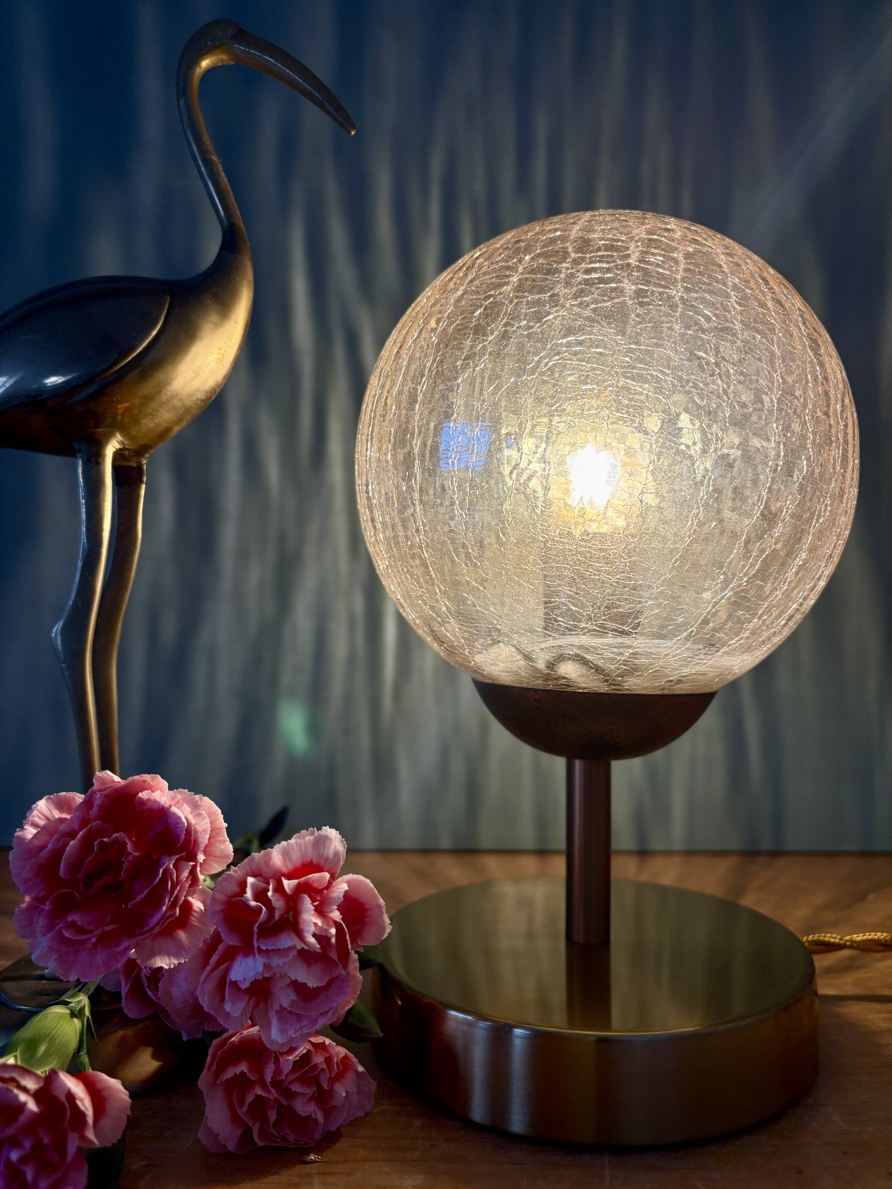 Vintage globe table lamp in amber glass