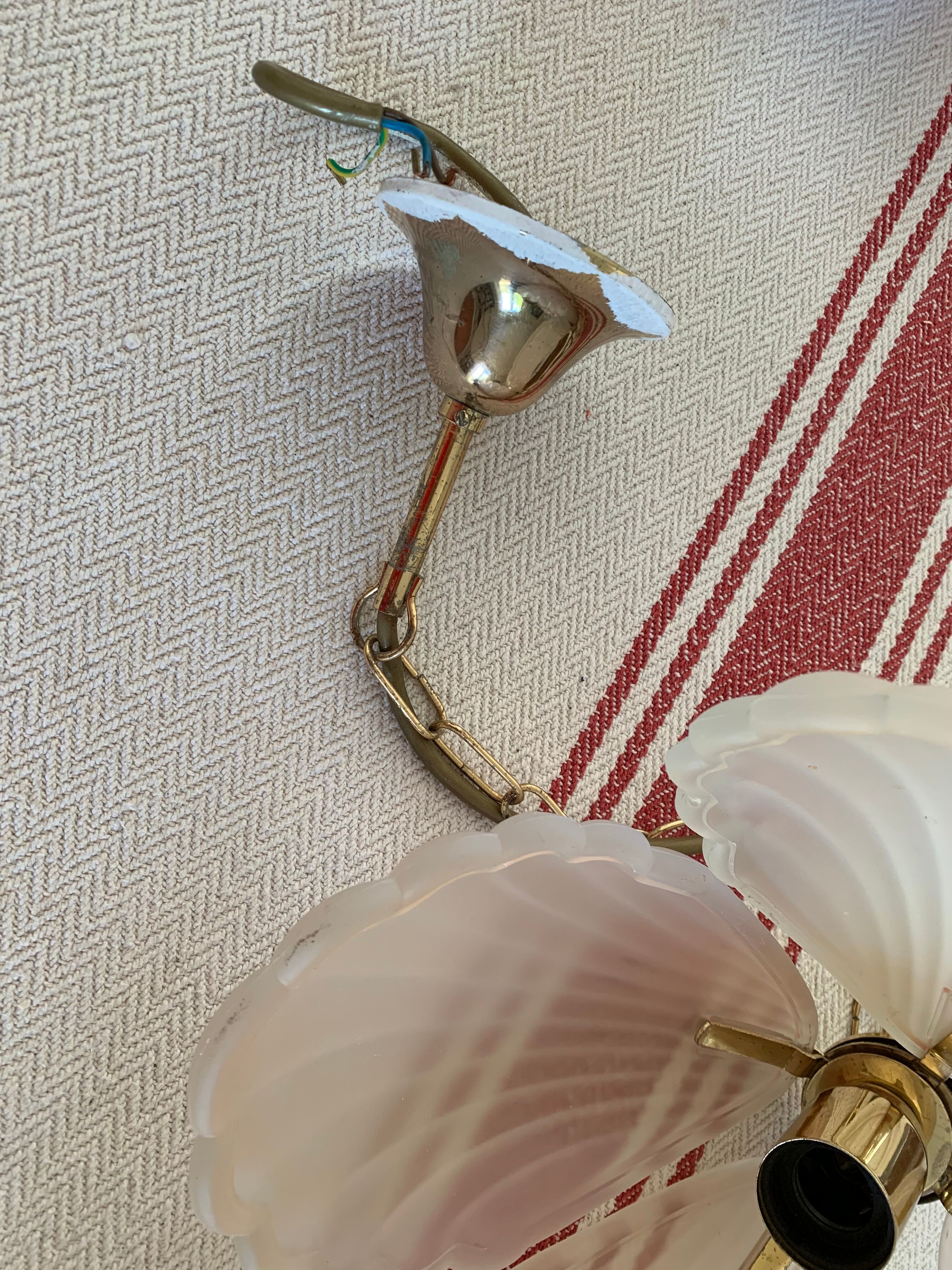 Frosted glass pendant lamp and shell brass