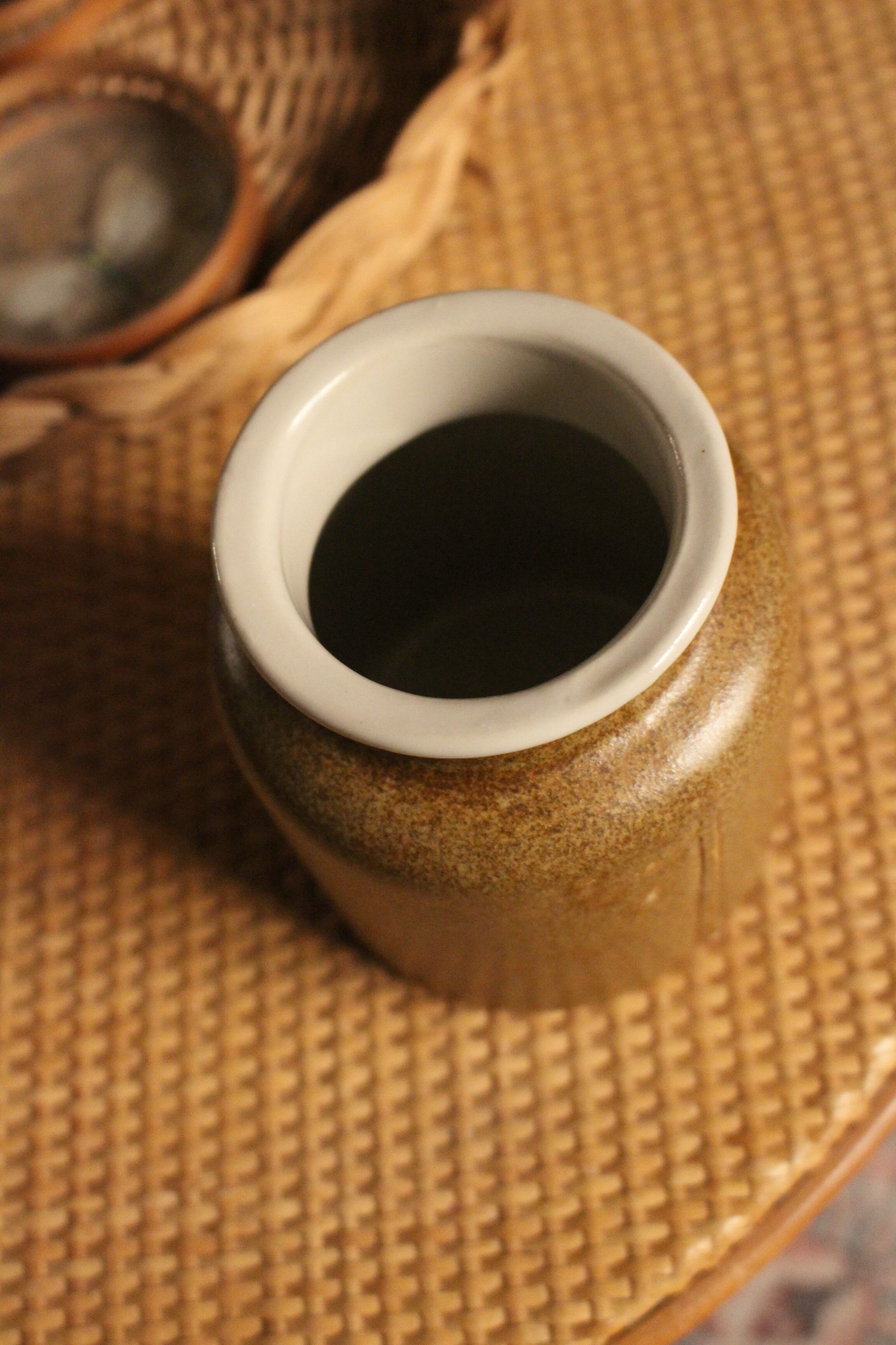 Mustard Pot Stoneware Brown Chiné Vintage Interior Varnished Gray