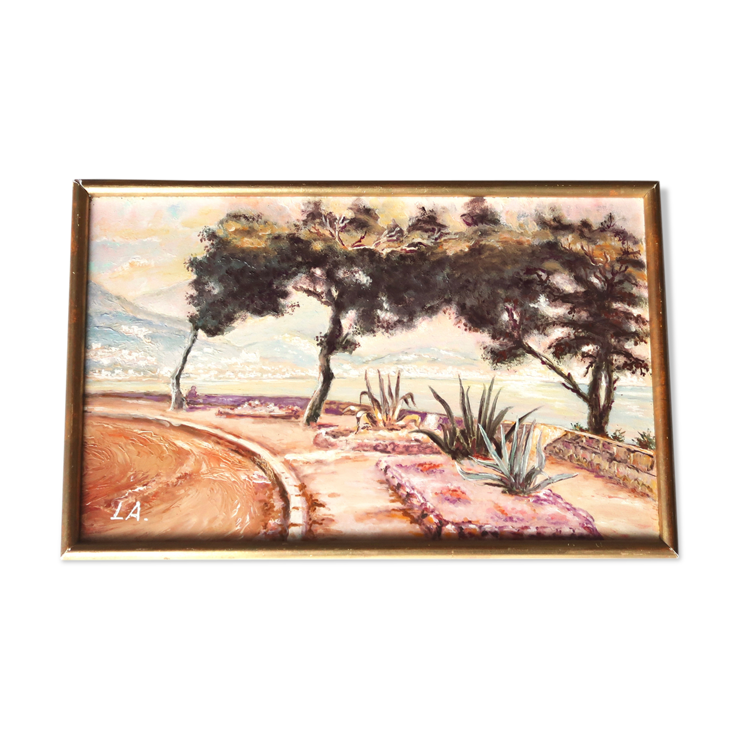 Painting, seascape painting signed LA, 70s