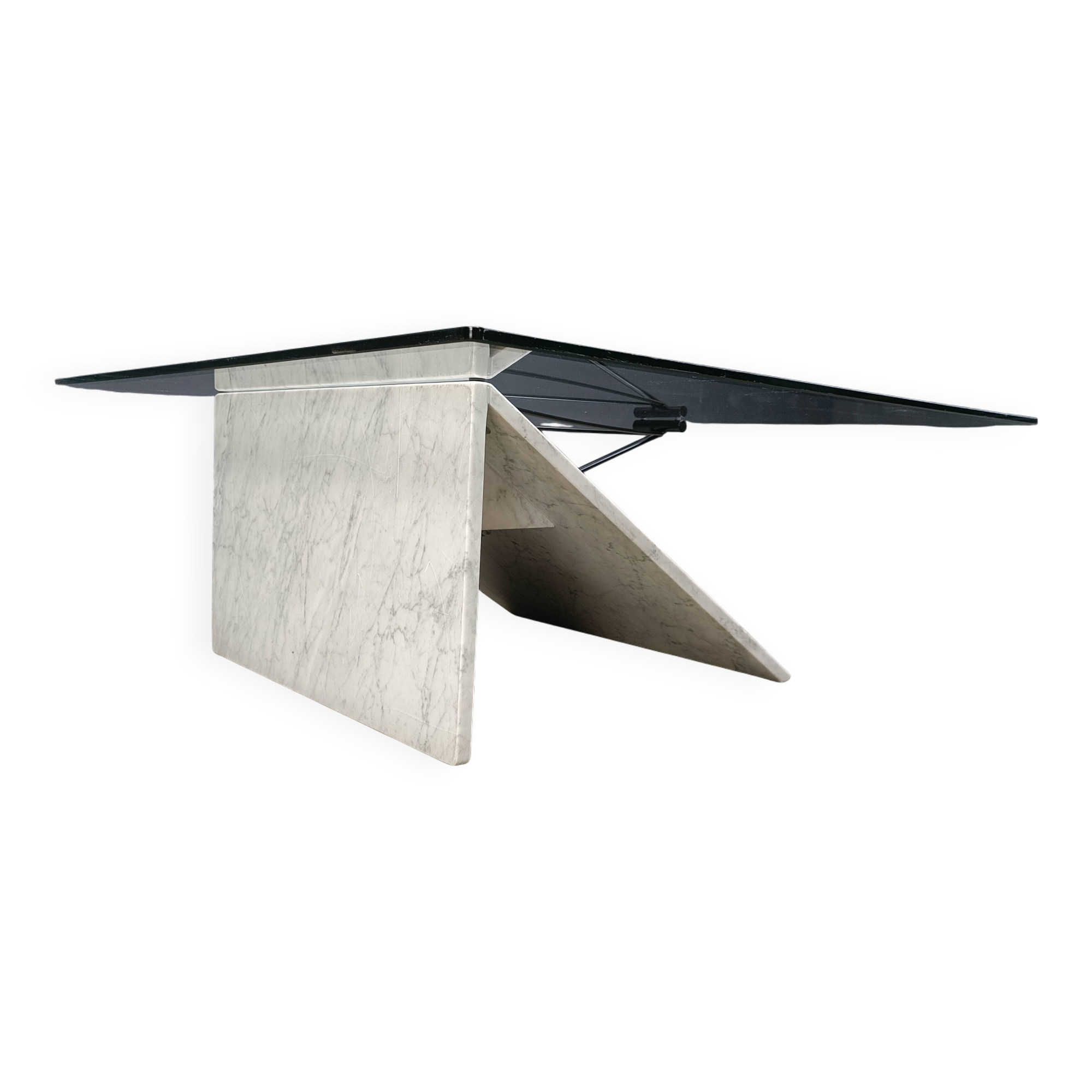 Table basse postmoderne en marbre italien, années 1980