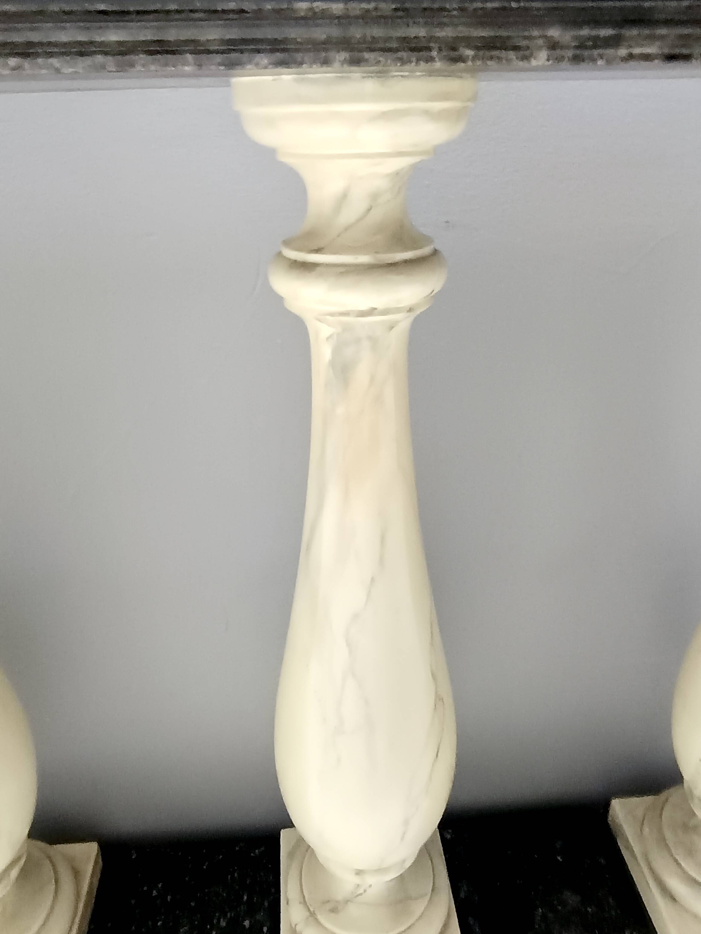 Ivory Hand-Painted Beech Console / Balustrade with a Marble Effect and Two