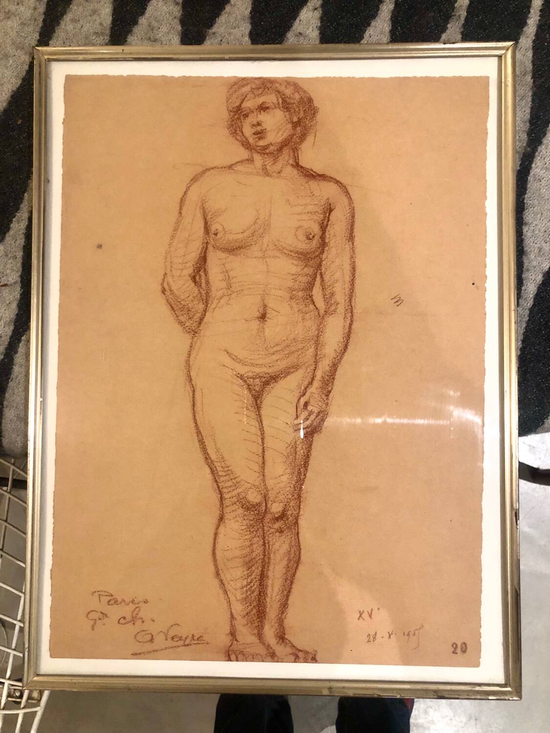 Nude academic sanguine woman, original signed work