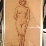 Nude academic sanguine woman, original signed work