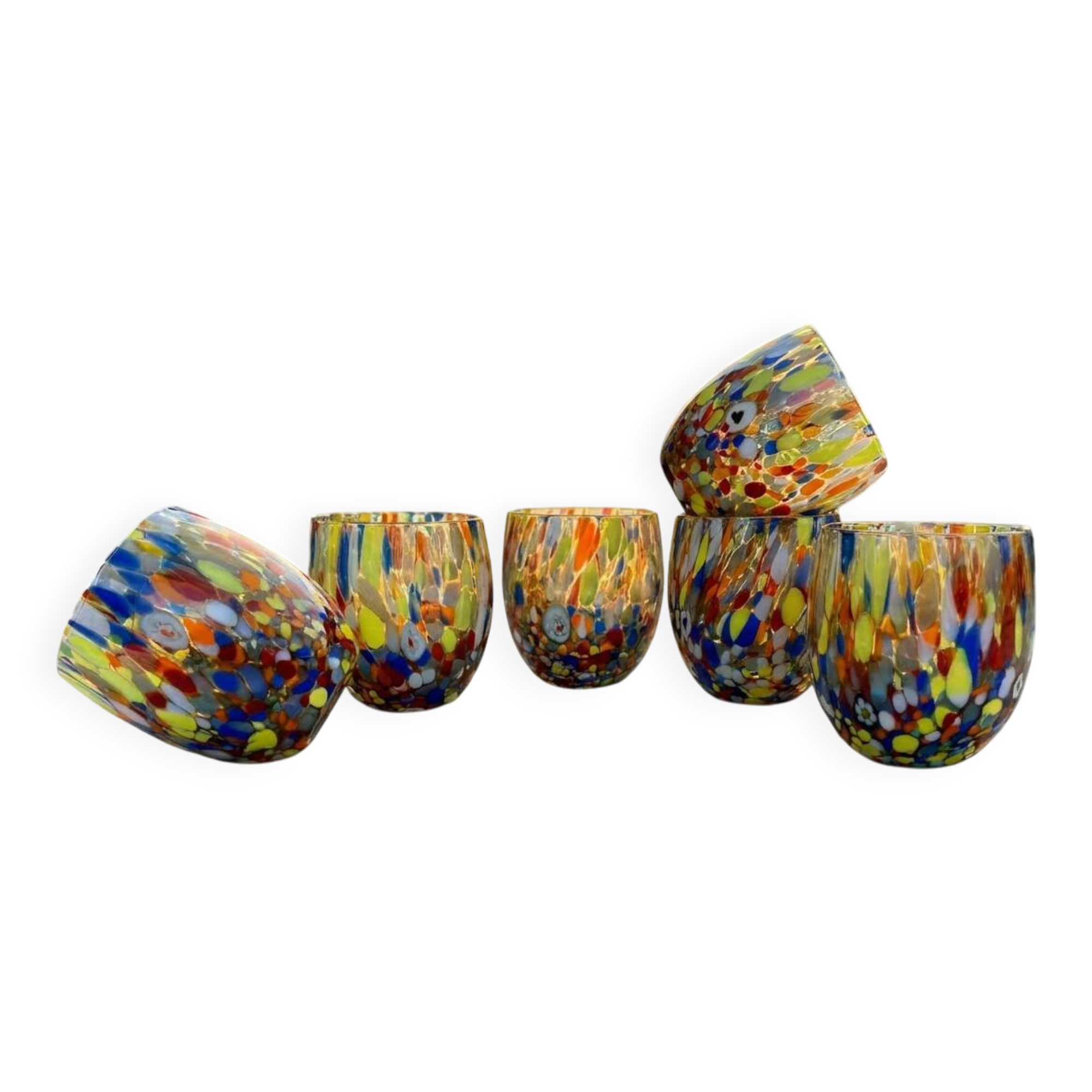 Set de 6 verres en verre soufflé vénitien avec murrine Effetre Murano