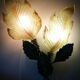 giant painted metal wall lamp Murano glass leaf design 63cm