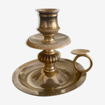 Golden brass cellar rat candle holder