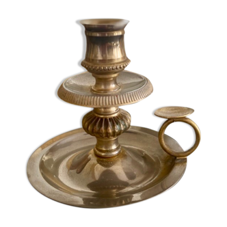 Golden brass cellar rat candle holder