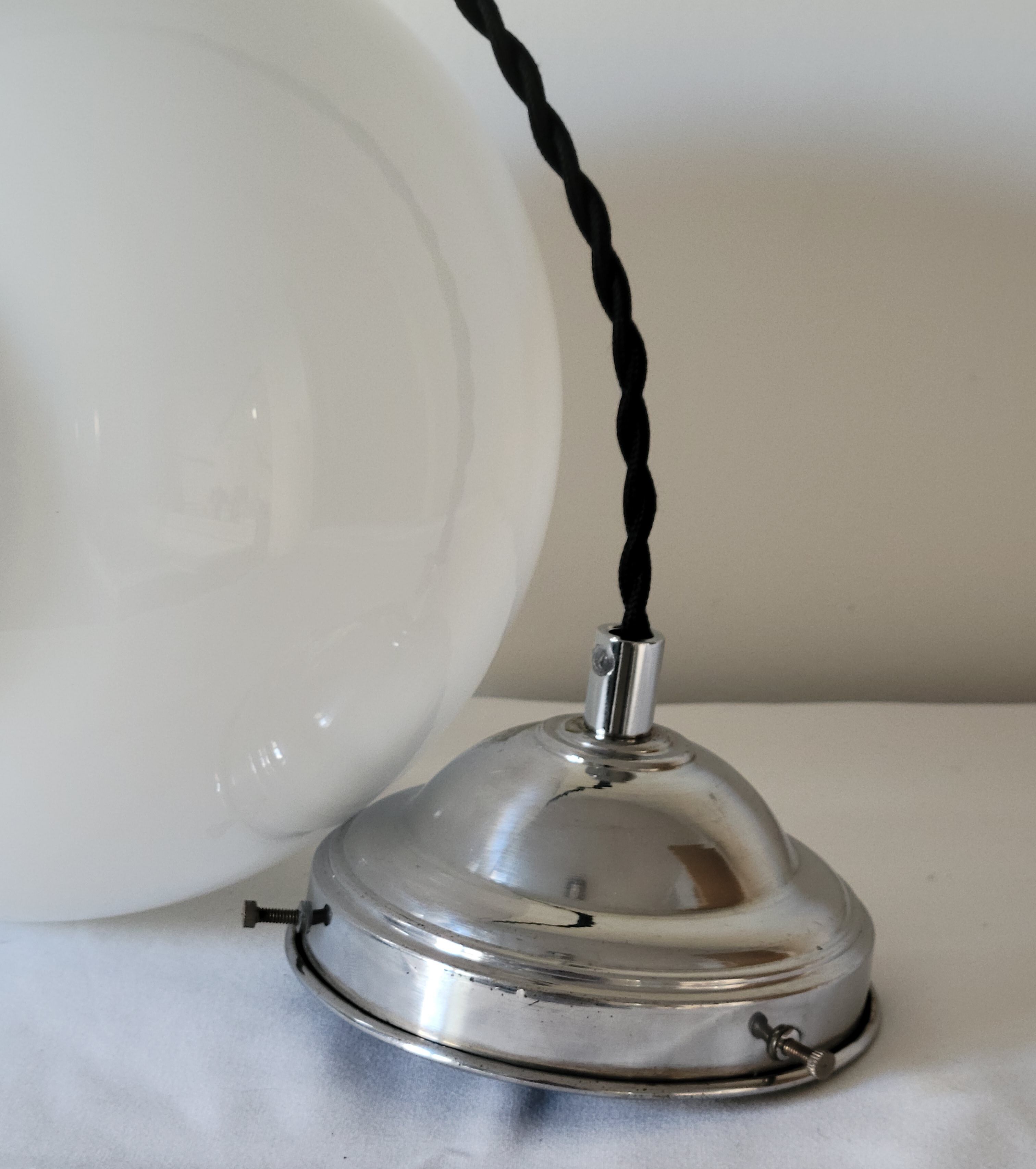 Opaline ball hanging lamp