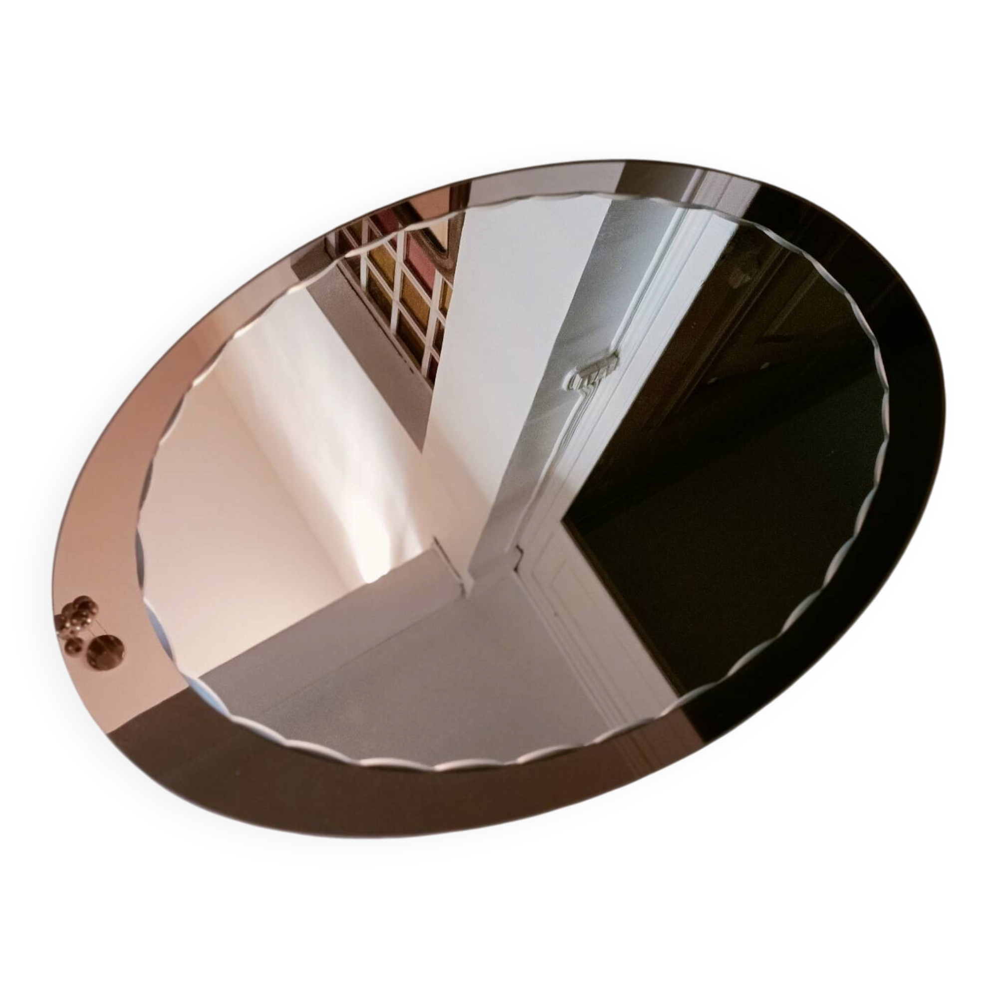 Bevelled oval mirror from the seventies