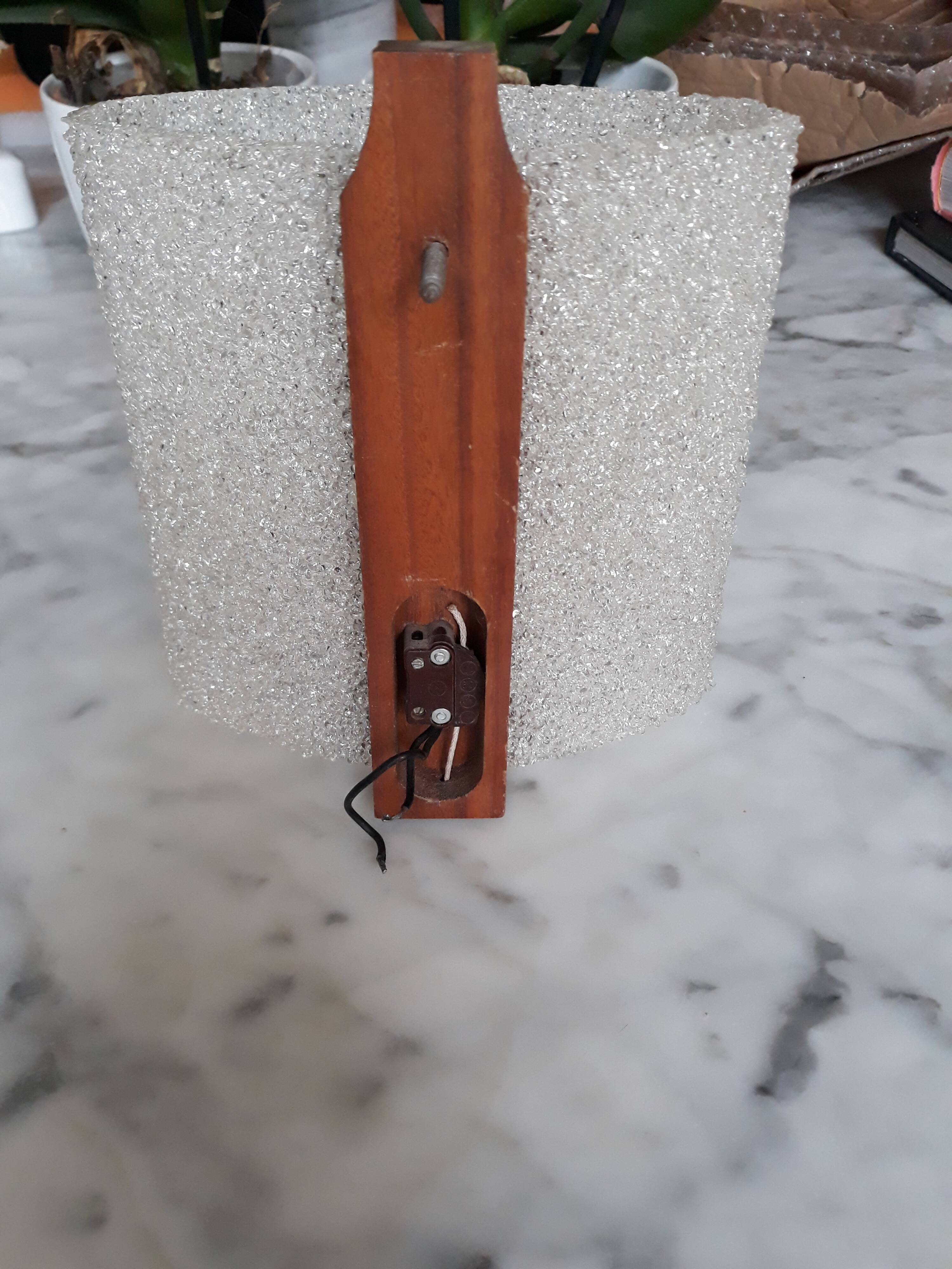 Perplex and teak vintage applique