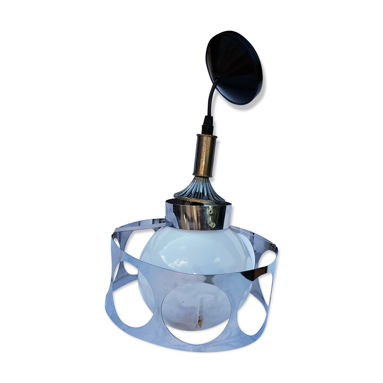 Vintage hanging lamp Murano glass and chrome metal