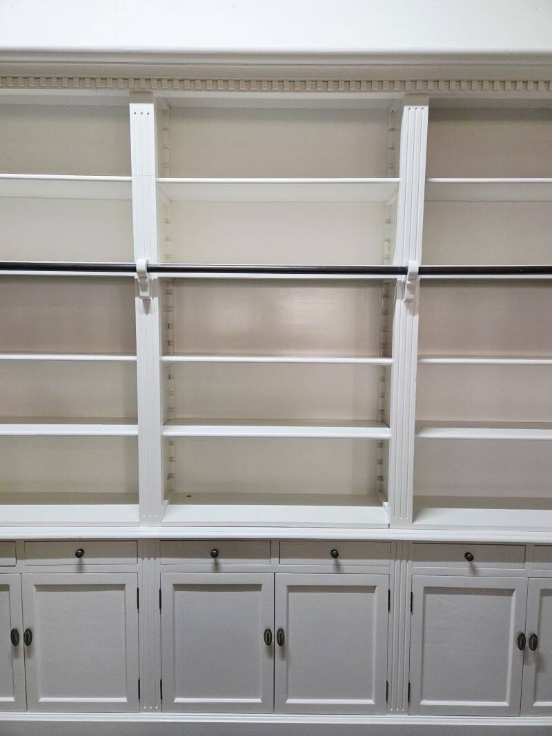 White bookcase library cabinet bookcase with ladder
