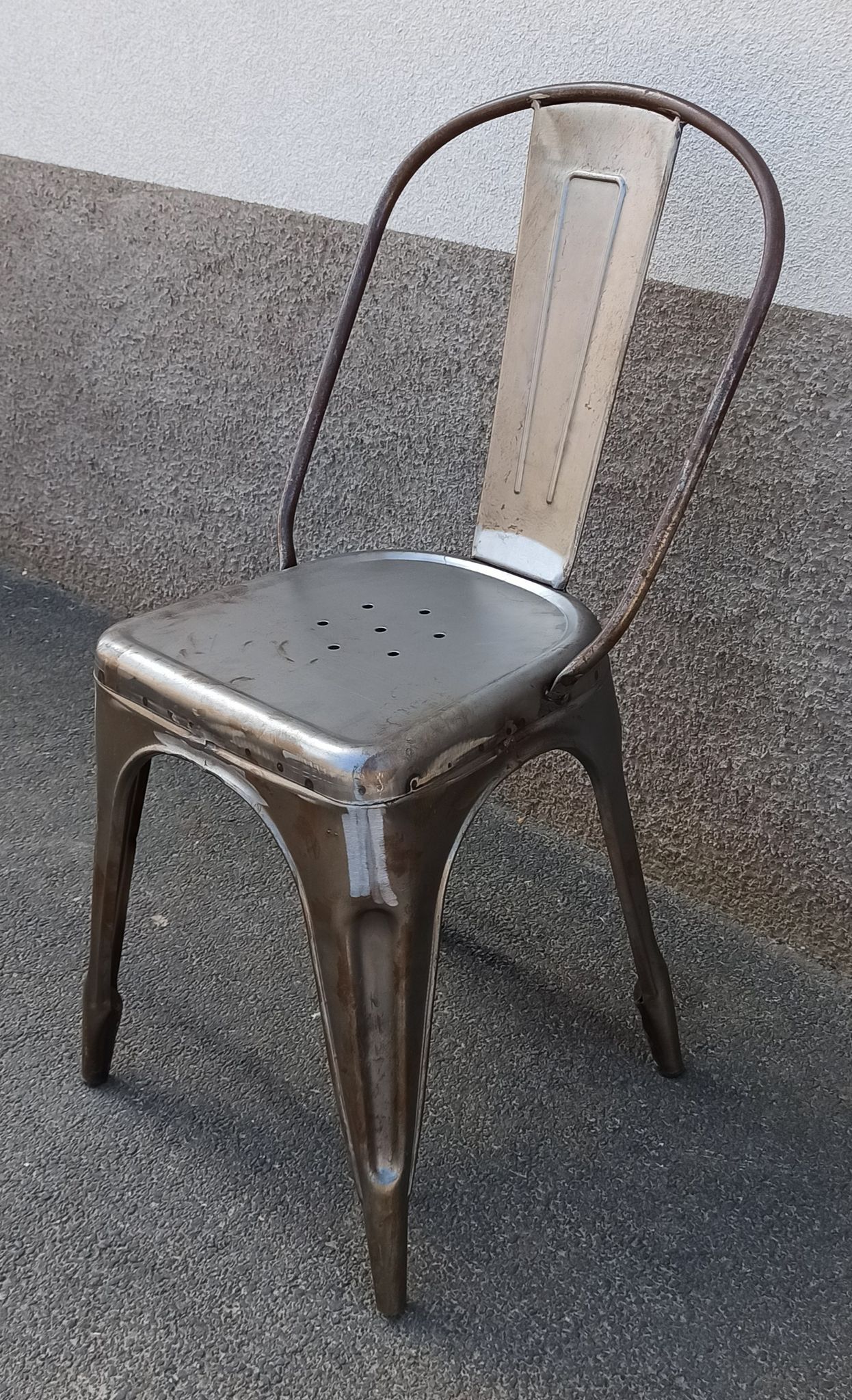 Pair of grey metal chairs