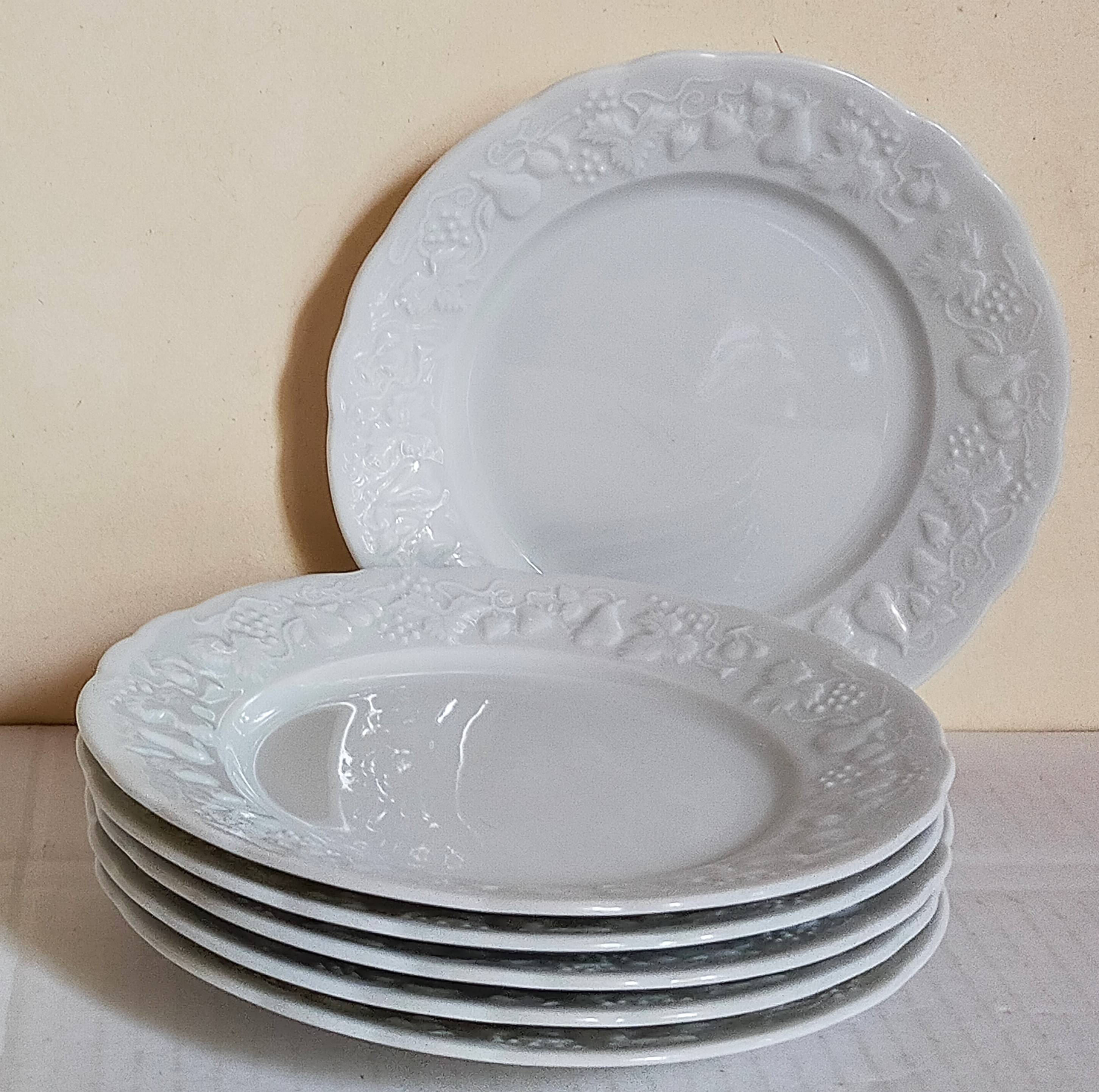 Six vintage Philippe Deshoulières Limoges California porcelain bread plates