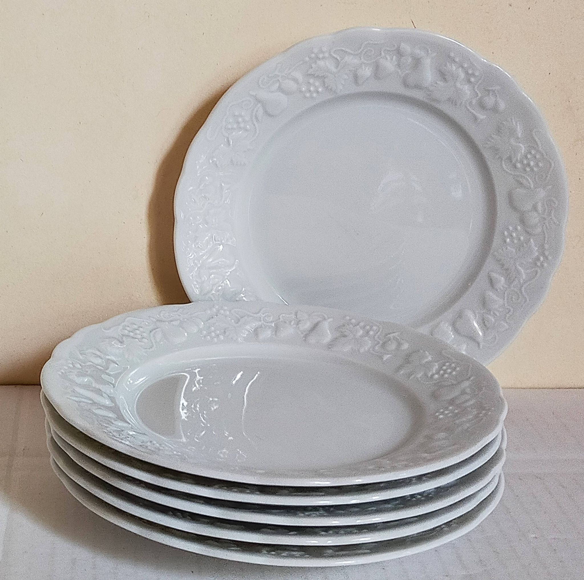 Six vintage Philippe Deshoulières Limoges California porcelain bread plates