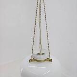 1970s Opaline Glass & Brass Pendant Light , 2 items available