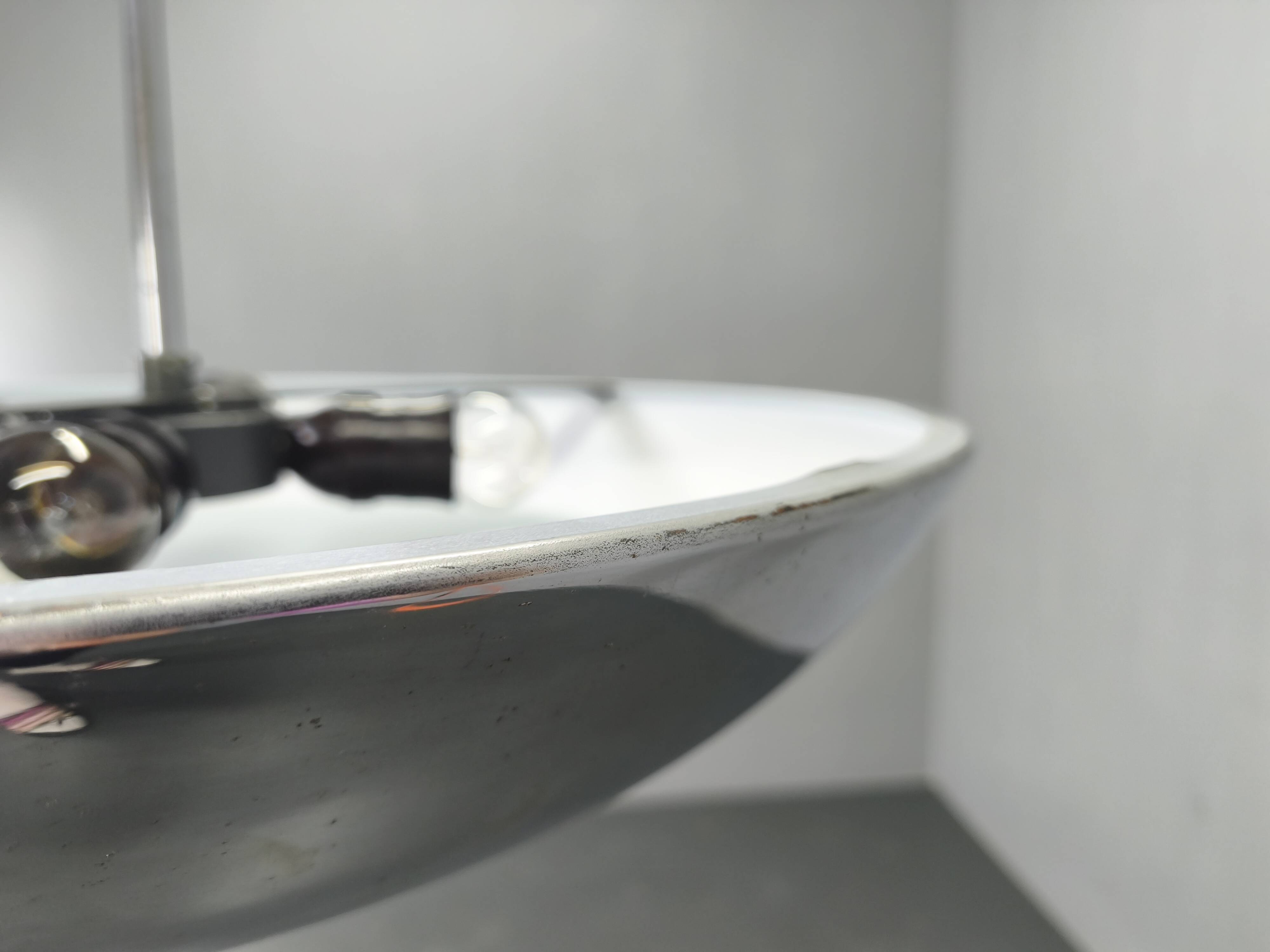 Bauhaus UFO Chandelier by Drupol, Chrome Glass Pendant, 1940s