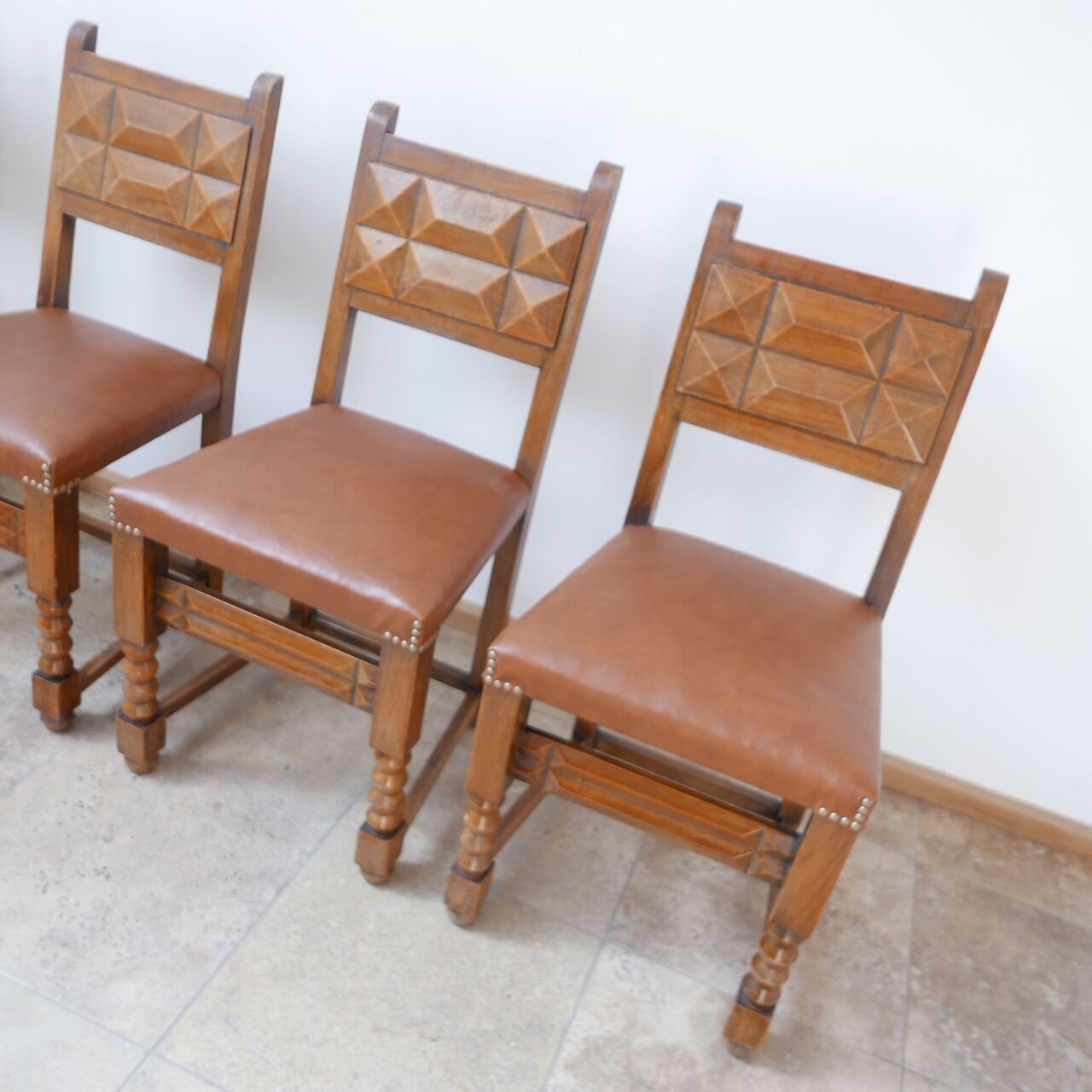 Set of four french deco dining chairs