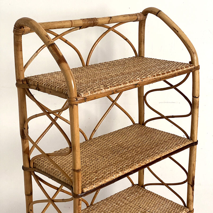 Vintage rattan shelf 60's