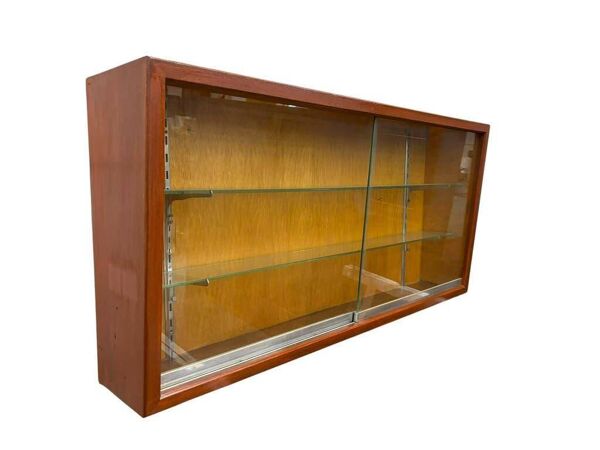Vitrine murale vintage en bois peu profonde / armoire murale / étagère