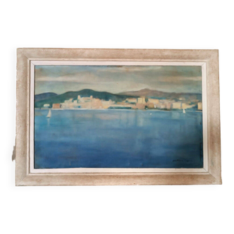 Tableau Jean Pierre Capron - Huile Sur Toile Marine Années 50