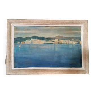 Painting Jean Pierre Capron - Oil On Marine Canvas 50s