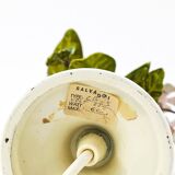 Hand-painted Toleware table lamp with wild apple blossom flowers, Salvadori, Italy, 1950s.