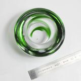 Cendrier Murano transparent et vert emeraude 1960 d10.5cm