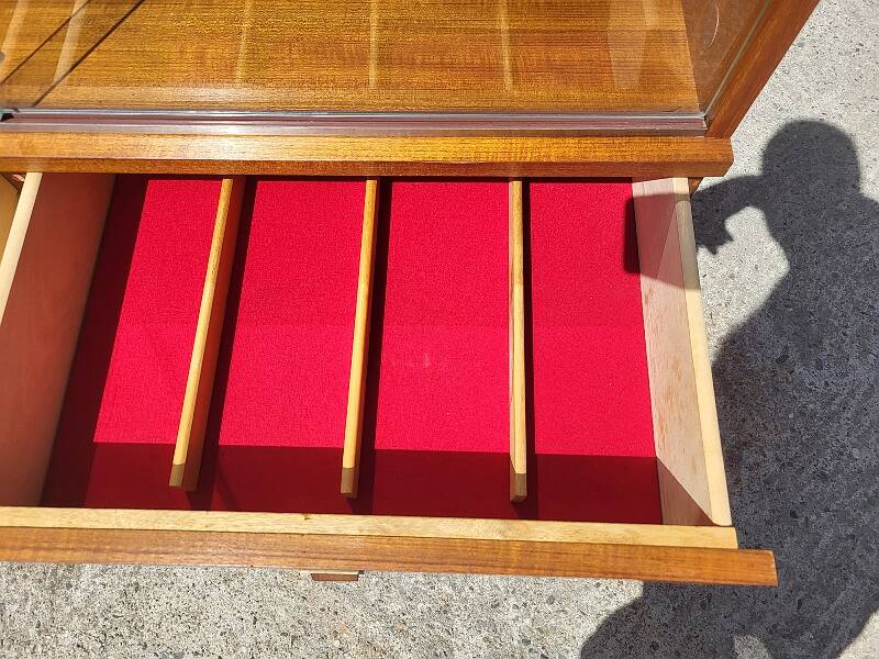 1960 vintage furniture teak plate showcase chest