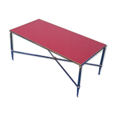 Brass coffee table with red glass top