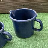 Pair of blue enamelled broc