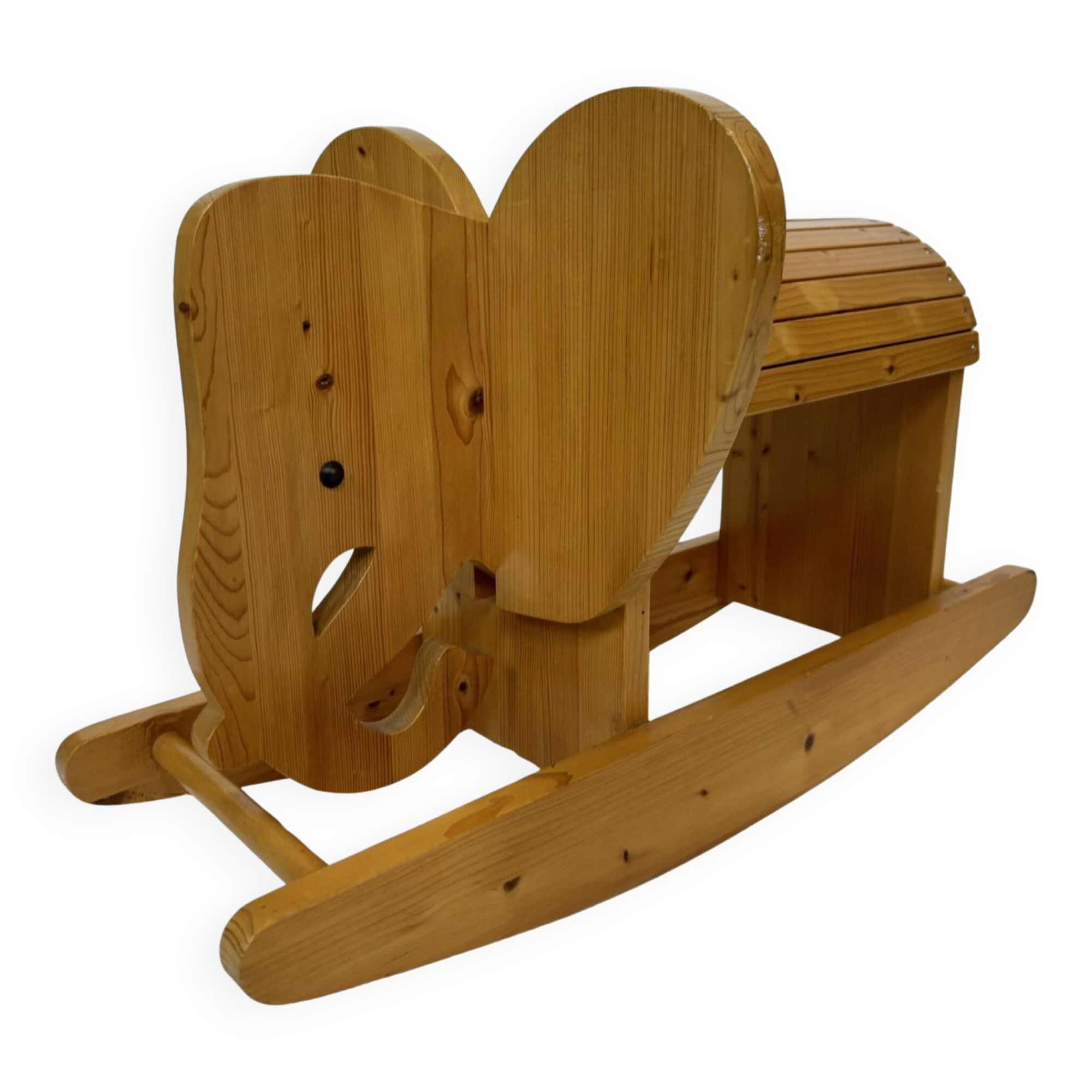 Vintage Swedish design Wooden Rocking Elephant jr  80's design